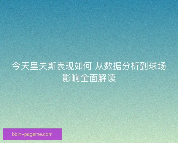 今天里夫斯表现如何 从数据分析到球场影响全面解读